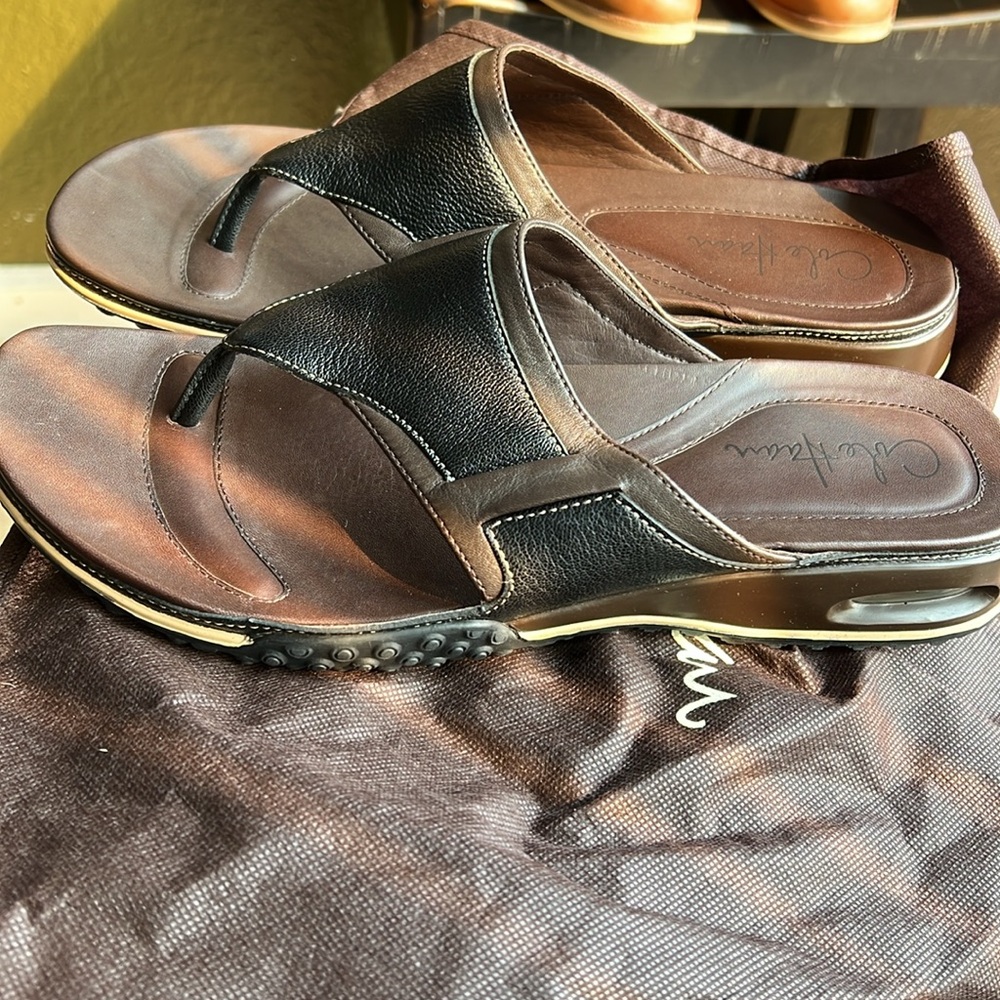 Cole Haan men’s leather dressy flip flops with Nike air  sole. Men’s 9 1/2 - Picture 7 of 10